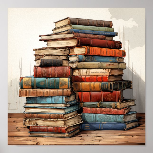 Emballage coloré de vieux livres Poster (Devant)