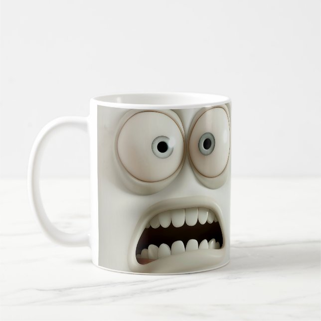 Emballage de mug 3D visage sarcastique pâle (Gauche)