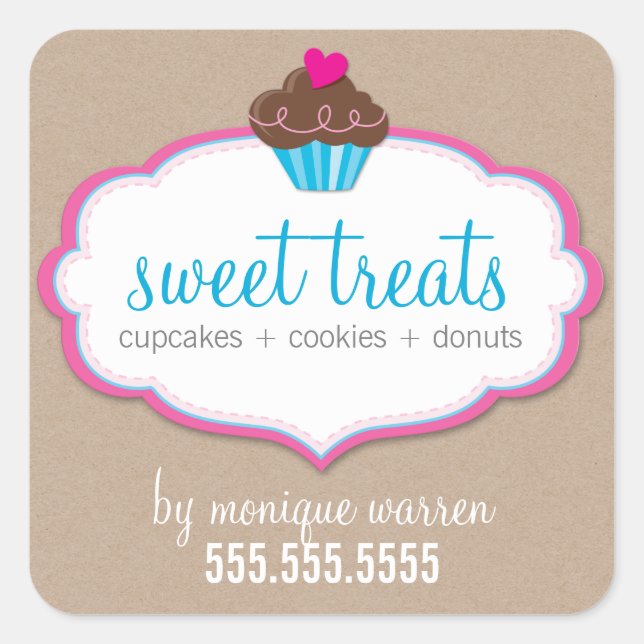 EMBALLAGE DE PRODUIT ÉTIQUETTE logo cupcake mignon (Devant)