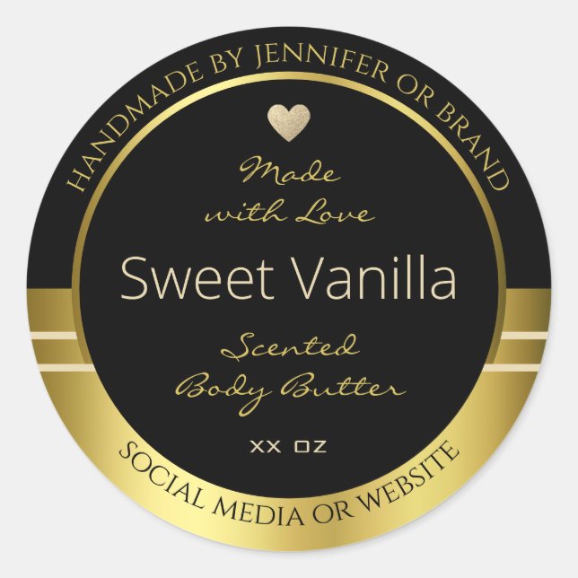 Emballage de produits de luxe Étiquette noir et or (Devant)