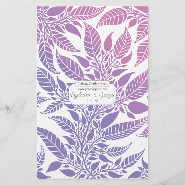 Emballage de savon couleur violet et rose feuillet (Devant)