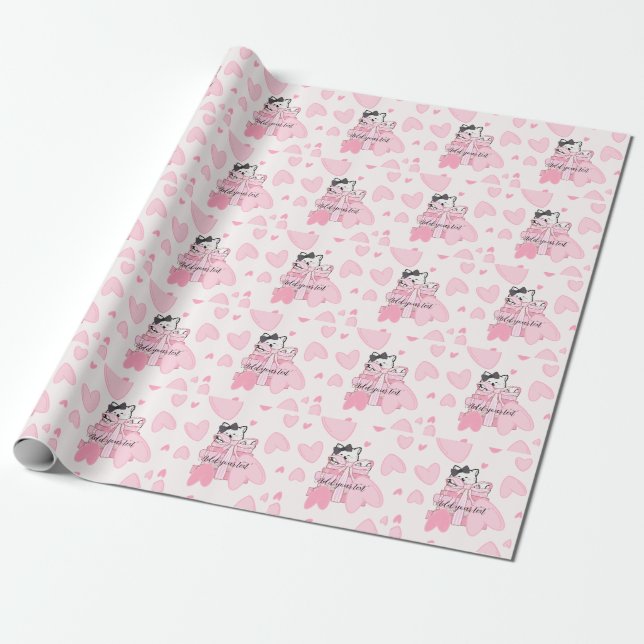 Emballage de Style – Papier Cadeau Thématisé Chat  (Déroulé)