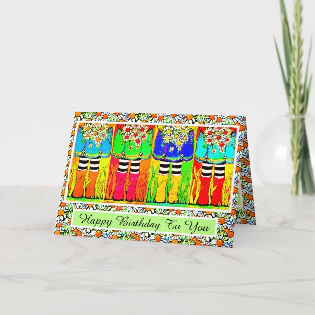 Embarcations de pluie et marguerites Carte d'anniv (Devant)