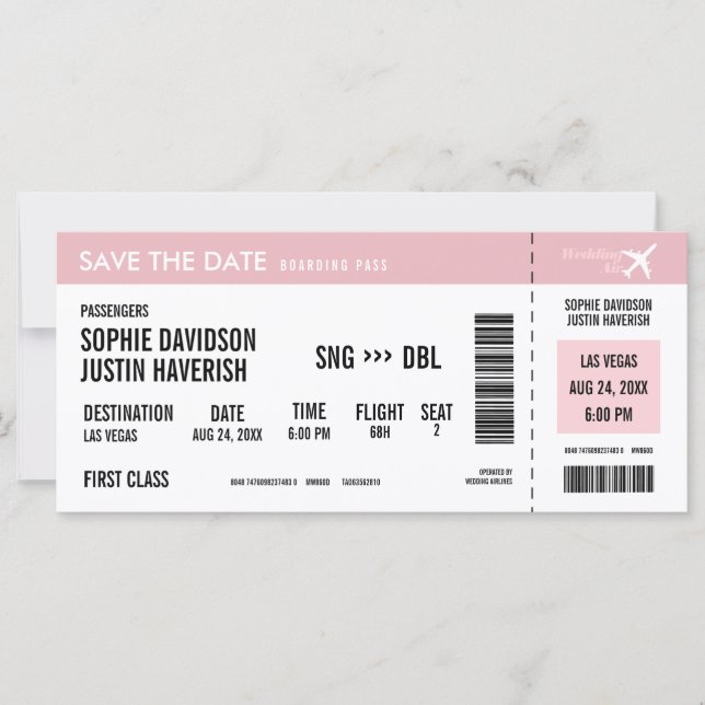 Embarquement Pass Vintage rose et blanc Enregistre (Devant)