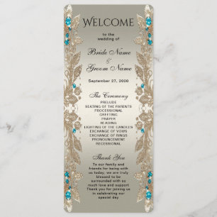 Embellishing Gold Blue Stones Programme de mariage