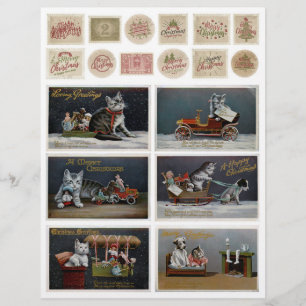 Embellissements de chats floraux en bois désorgani