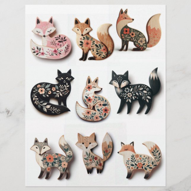 Embellissements de renards en bois désorganisés (Devant)