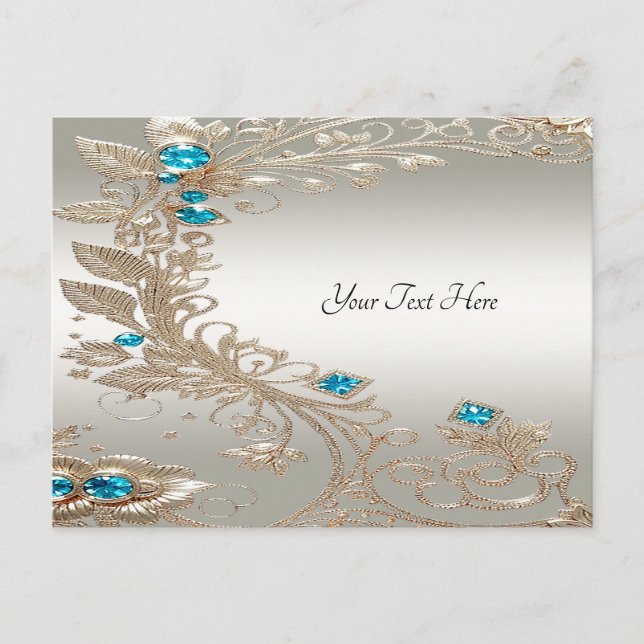 Embellister Gold Blue Stones carte postale (Devant)