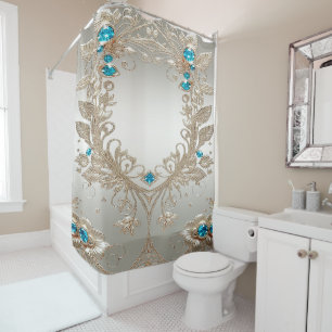 Embellister Gold Blue Stones Douche rideau