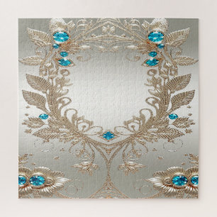Embellister Gold Blue Stones Jigsaw Puzzle