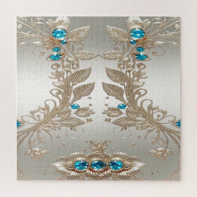 Embellister Gold Blue Stones Jigsaw Puzzle (Vertical)
