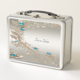Embellister Gold Blue Stones Lunchbox