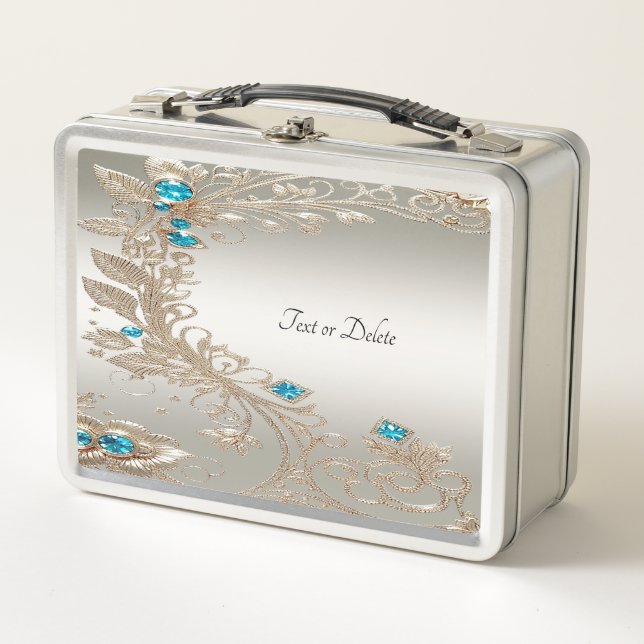 Embellister Gold Blue Stones Lunchbox (Devant)