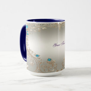 Embellister Gold Blue Stones Mug
