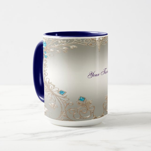 Embellister Gold Blue Stones Mug (Devant gauche)