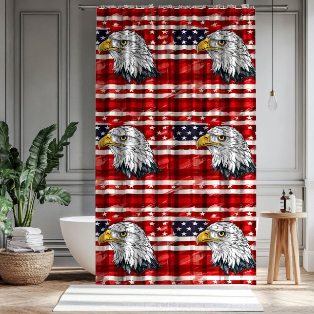Emblème d'aigle Rideau Bold Décoration de salle de (Eagle Emblem Curtain Bold Patriotic Bath Design)