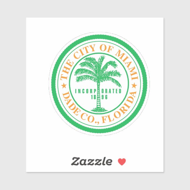 Emblème de Miami, Florida Vinyl Sticker (Feuille)