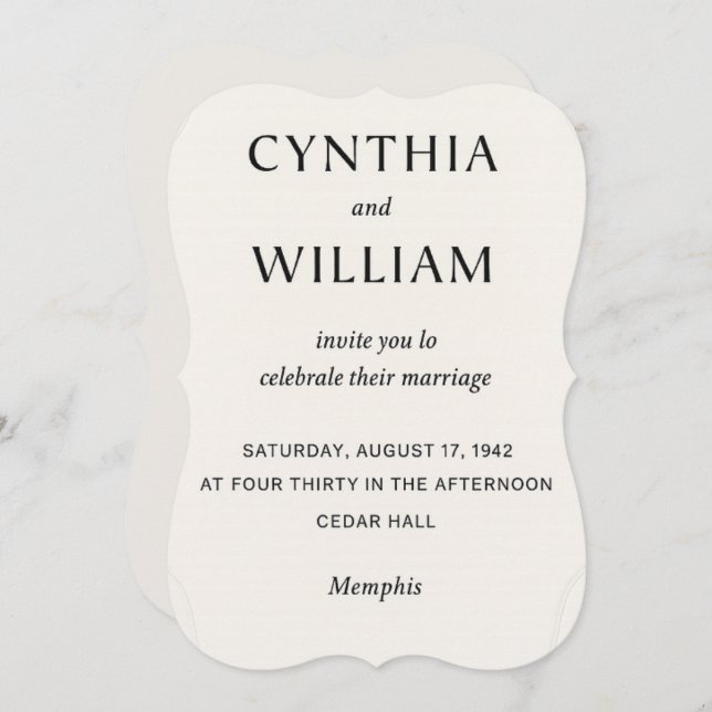 Embossed Cutout - Wedding Invitation (Devant / Derrière)