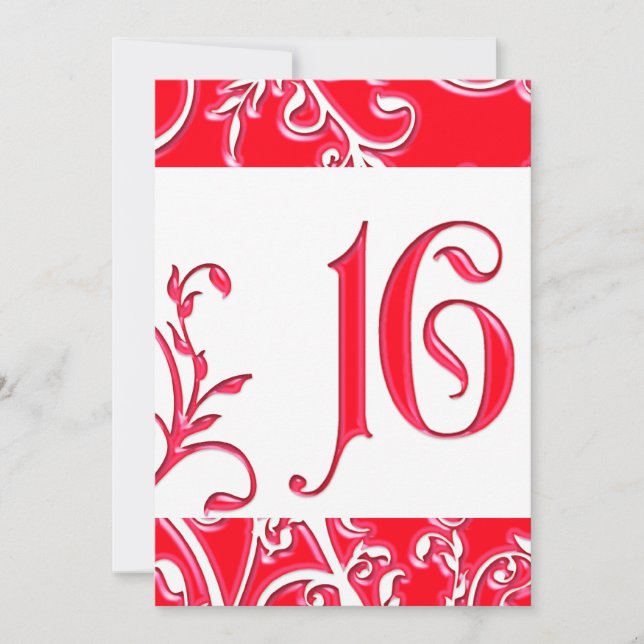 Embossed Look Red Sweet 16 Anniversaire Invitation (Devant)