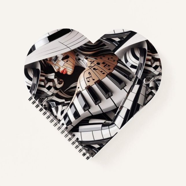 "Embrace mélodique - Carnet en forme de coeur pour (Devant)