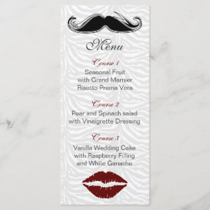 embrasser et moustache zèbre rayures menu mariage