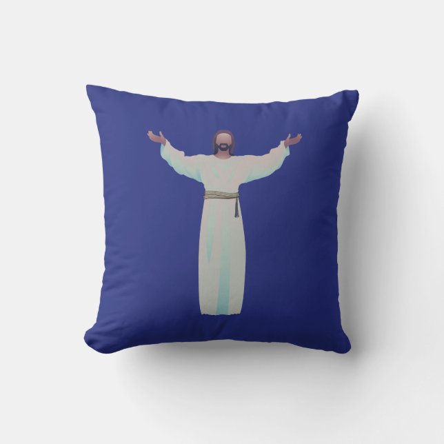 Embrassez Jésus - coussin en bleu foncé (Recto)