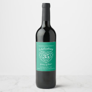 Emerald anniversaire 35 ans d'amour vin étiquettes