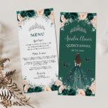 Emerald Blush Floral Princess Quinceañera Menu<br><div class="desc">Personalize this chic menu card easily and quickly, simply press the customise it button to further re-arrange and format the style and placement of the text. Double sided. Perfect for Quinceañera, Sweet 16, 18th Birthday, Princess Party, Bridal Shower, Baptism / Christening and more occasion! Matching items available in store! (c)...</div>