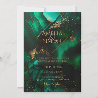 Emerald Diamond Green Jewel Tone Invitation