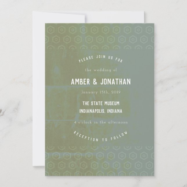 Emerald Distressed Elegance Faire-part de mariage (Devant)