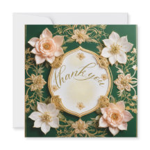Emerald Elegance Floral Carte de remerciements