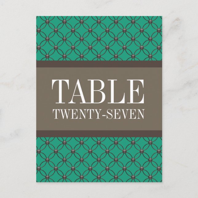 Emerald Fancy Lattice Numéro de table Carte postal (Devant)