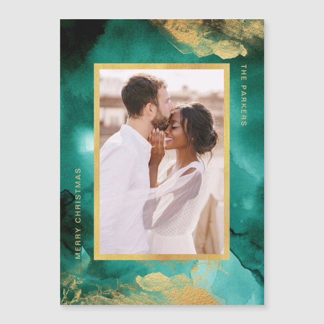 Emerald Glamor | Noël photo aquarelle (Devant)