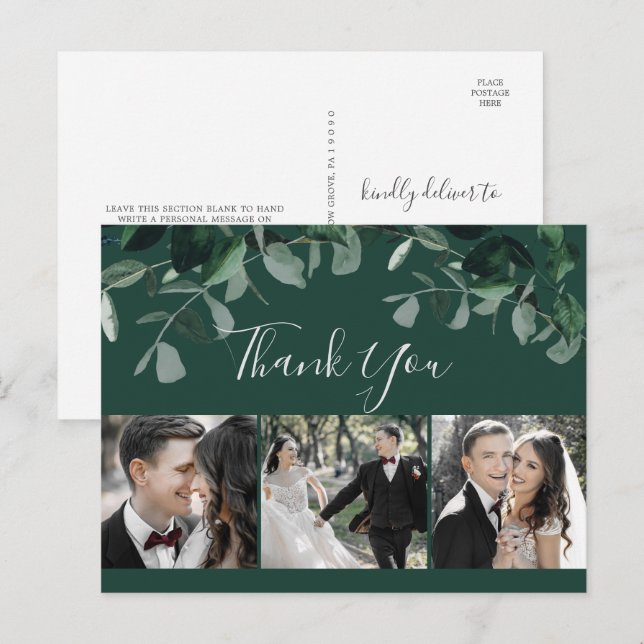 Emerald Green 3 Photo Merci Carte postale (Devant / Derrière)