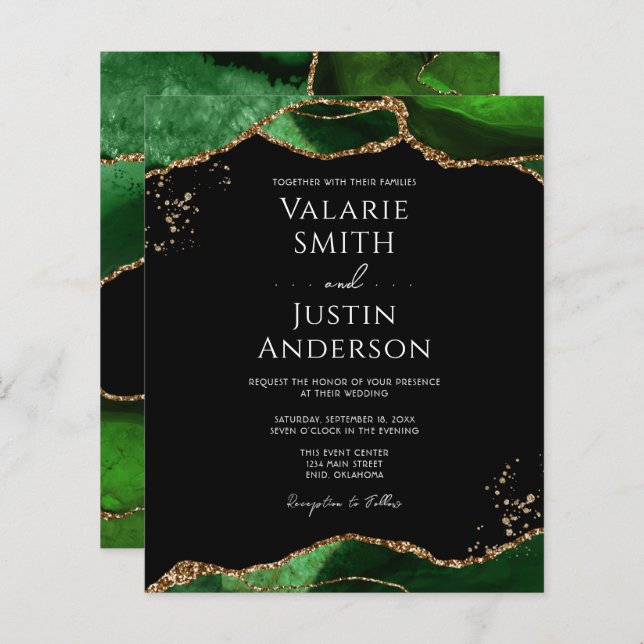 Emerald Green Agate Mariage du budget (Devant / Derrière)