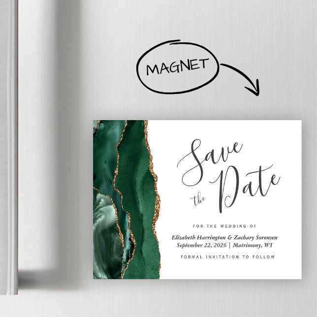 Emerald Green Agate Mariage magnétique Enregistrer (Créateur téléchargé)