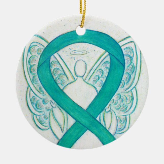 Emerald Green Awareness Ribbon Angel Art Ornements (Devant)