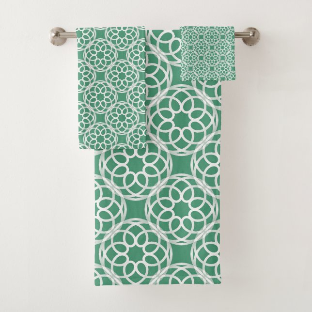 Emerald Green Blanc géométrique Motif sans couture (En situation)