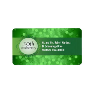 Emerald Green Bokeh 30th Anniversary Étiquette de