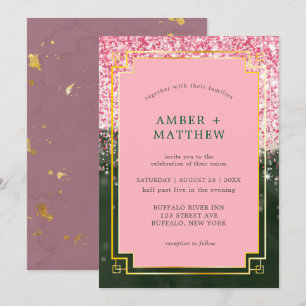 Emerald Green Canyon Rose Art Déco Mariage invite