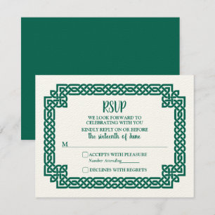 Emerald Green Celtic Knot Claddagh Wedding RSVP