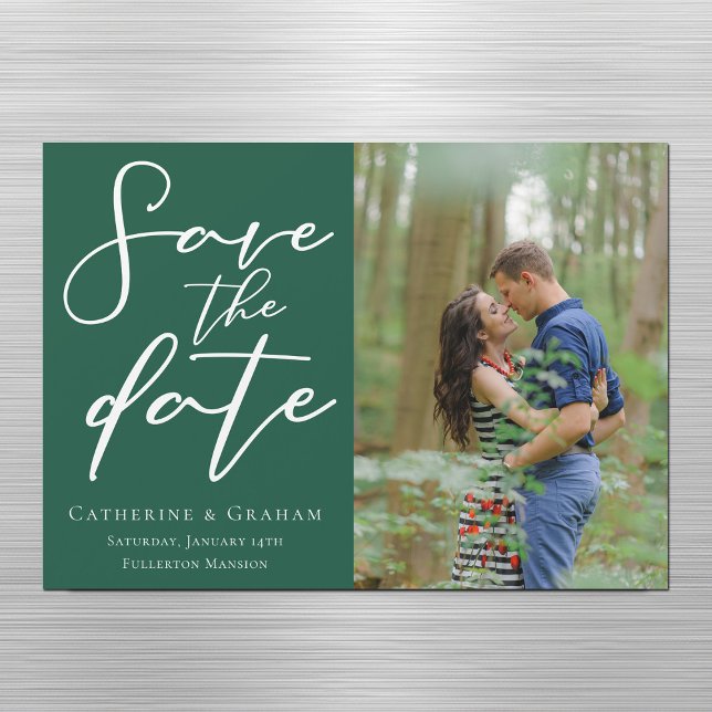 Emerald Green Couple Photo Save the Date Magnet (Créateur téléchargé)