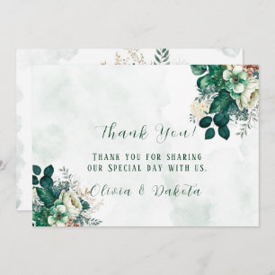 Emerald Green Cream Florals Merci Cartes