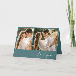 Emerald Green Deux photo Merci de mariage élégant