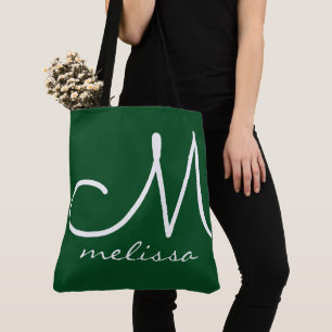 Emerald Green Elegant Sac fourre-tout Avec Son Nom