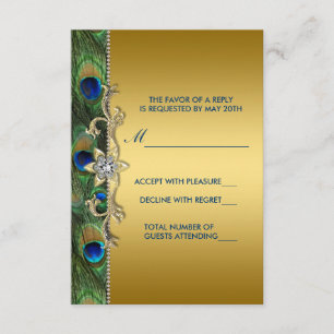 Emerald Green et Gold Peacock Wedding RSVP
