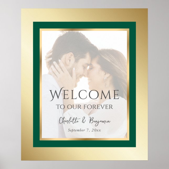 Emerald Green et Gold Photo Mariage Affiche de bie (Devant)