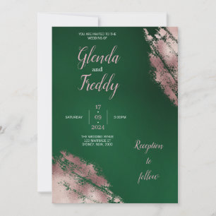 Emerald Green et Rose Gold Faire-part de mariage