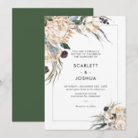 Emerald Green et White Protea Faire-part de mariag