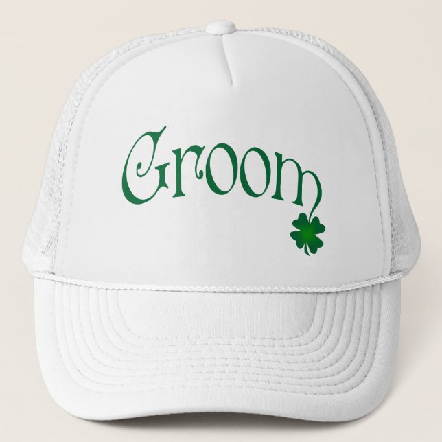 Emerald Green et White Shamrock Casquette de salle (Devant)